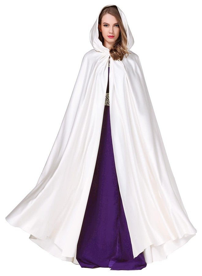 BEAUTELICATE Women's Wedding Hooded Cape Bridal Cloak Poncho Full Length White - Image 1